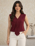 LENIA Women's Sleeveless Front-Tie Top in Heavy Georgette Fabric
