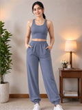 LENIA Women's Sleeveless Crop Top & Jogger Pants Set – Premium Heavy Fabric Co-Ord Set