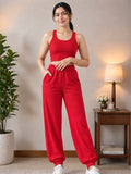 LENIA Women's Sleeveless Crop Top & Jogger Pants Set – Premium Heavy Fabric Co-Ord Set