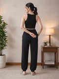 LENIA Women's Sleeveless Crop Top & Jogger Pants Set – Premium Heavy Fabric Co-Ord Set