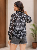 LENIA Women's Premium Printed Georgette Shirt – Abstract Letter Print