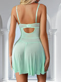 Women's Lace Mesh Babydoll Nightdress with Matching Thong ( 535 )