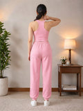 LENIA Women's Sleeveless Crop Top & Jogger Pants Set – Premium Heavy Fabric Co-Ord Set