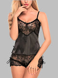 Women's Satin & Lace Cami Shorts Nightwear Set ( 301 )
