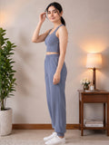LENIA Women's Sleeveless Crop Top & Jogger Pants Set – Premium Heavy Fabric Co-Ord Set