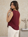 LENIA Women's Sleeveless Front-Tie Top in Heavy Georgette Fabric