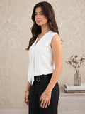 LENIA Women's Sleeveless Front-Tie Top in Heavy Georgette Fabric