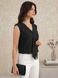 LENIA Women's Sleeveless Front-Tie Top in Heavy Georgette Fabric
