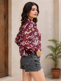 LENIA Women's Premium Printed Georgette Shirt – Abstract Letter Print