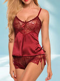 Women's Satin & Lace Cami Shorts Nightwear Set ( 301 )