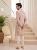 Men's Floral Printed Cotton Blend Kurta | Mandarin Collar | Full Sleeve Ethnic Wear