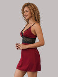 Women's Satin Lace Nightdress | Sleeveless V-Neck Babydoll Nighty for Women ( 491 )