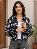 LENIA Women's Premium Printed Georgette Shirt – Abstract Letter Print