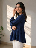 LENIA Women's Ajanta Fabric Tiered Peplum Top with Balloon Sleeves