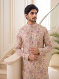 Men's Floral Printed Cotton Blend Kurta | Mandarin Collar | Full Sleeve Ethnic Wear