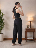 LENIA Women's Sleeveless Crop Top & Jogger Pants Set – Premium Heavy Fabric Co-Ord Set