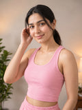 LENIA Women's Sleeveless Crop Top & Jogger Pants Set – Premium Heavy Fabric Co-Ord Set