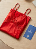 Women's Wine Lace Babydoll Nightdress | Sleeveless V-Neck Soft Nightwear ( 481 )