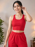 LENIA Women's Sleeveless Crop Top & Jogger Pants Set – Premium Heavy Fabric Co-Ord Set