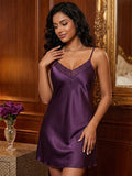 Women's Satin Lace Trim Nightdress – Elegant Sleeveless Slip Nightgown ( 603 )