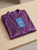 Women's Satin Lace Robe Nightwear with Waist Tie Belt ( 521 )