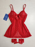 Women’s Sheer Babydoll Nightdress Set | Mesh Lace Lingerie with Panty (189)