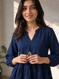 LENIA Women's Ajanta Fabric Tiered Peplum Top with Balloon Sleeves