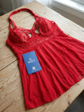 Women's Lace Mesh Babydoll Nightwear Set with Matching Thong ( 604 )