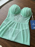 Women's Lace Mesh Babydoll Nightdress with Matching Thong ( 535 )