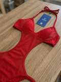Women's Cut-Out Monokini One-Piece Swimsuit – Deep V-Neck Halter Swimwear ( 361 )