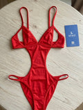 Women's Cut-Out Monokini One-Piece Swimsuit – Deep V-Neck Halter Swimwear ( 361 )