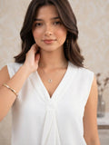 LENIA Women's Sleeveless Front-Tie Top in Heavy Georgette Fabric
