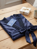 Women's Satin Lace Robe Nightwear with Waist Tie Belt ( 521 )