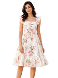 LENIA Women's Premium Super Soft Georgette Floral Printed Ruffle Dress