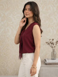 LENIA Women's Sleeveless Front-Tie Top in Heavy Georgette Fabric
