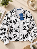 LENIA Women's Premium Printed Georgette Shirt – Abstract Letter Print