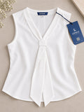 LENIA Women's Sleeveless Front-Tie Top in Heavy Georgette Fabric