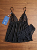 Women's Lace Babydoll Nightwear Set | Soft Mesh Sleeveless Lingerie with Matching Boyshorts ( 311 )