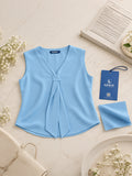 LENIA Women's Sleeveless Front-Tie Top in Heavy Georgette Fabric