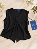 LENIA Women's Sleeveless Front-Tie Top in Heavy Georgette Fabric