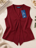 LENIA Women's Sleeveless Front-Tie Top in Heavy Georgette Fabric