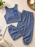LENIA Women's Sleeveless Crop Top & Jogger Pants Set – Premium Heavy Fabric Co-Ord Set
