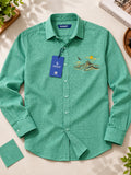Men's Mint Green Mountain Graphic Poly Cotton Full-Sleeve Casual Shirt