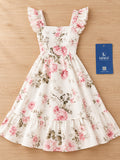 LENIA Women's Premium Super Soft Georgette Floral Printed Ruffle Dress