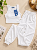 LENIA Women's Sleeveless Crop Top & Jogger Pants Set – Premium Heavy Fabric Co-Ord Set