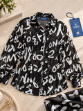 LENIA Women's Premium Printed Georgette Shirt – Abstract Letter Print