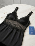 Women's Satin Lace Nightdress | Sleeveless V-Neck Babydoll Nighty for Women ( 491 )