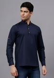LENIA Men's Cotton Blend Slim Fit Short Kurta Pack of 1