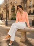 Women's Crepe Formal V-Neck Office Top