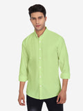 Men Pure Cotton Mandarin Collar Casual Shirt